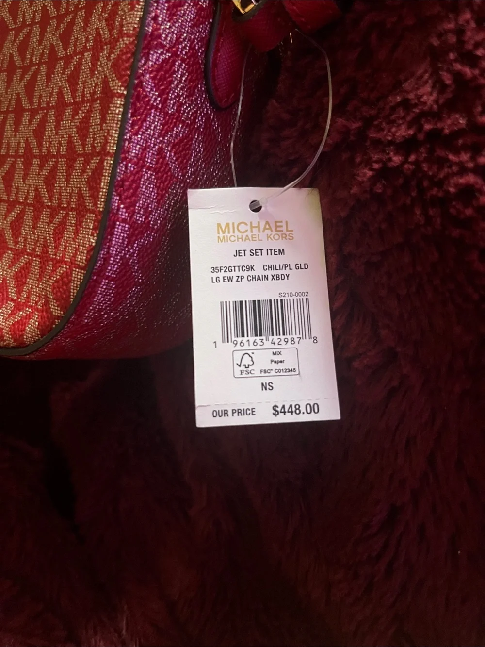 Michael Kors Red and Gold Signature MK Crossbody Bag - Picture 3 of 5
